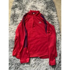 Adidas ClimaCool Men's 1/4 Zip Pullover Long Sleeve Red Training Top Size Large